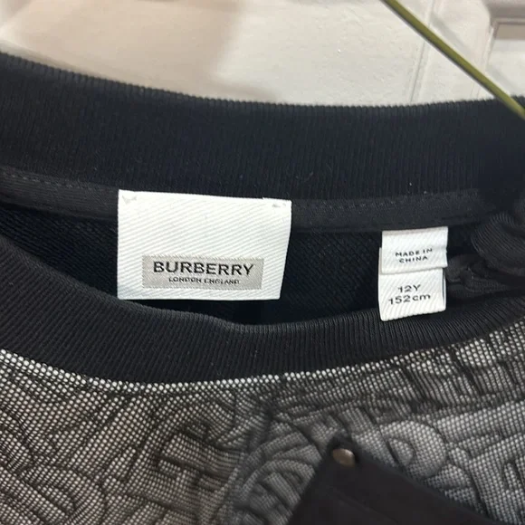 Boys Burberry Black and Gray Crewneck Sweater - Picture 2 of 4